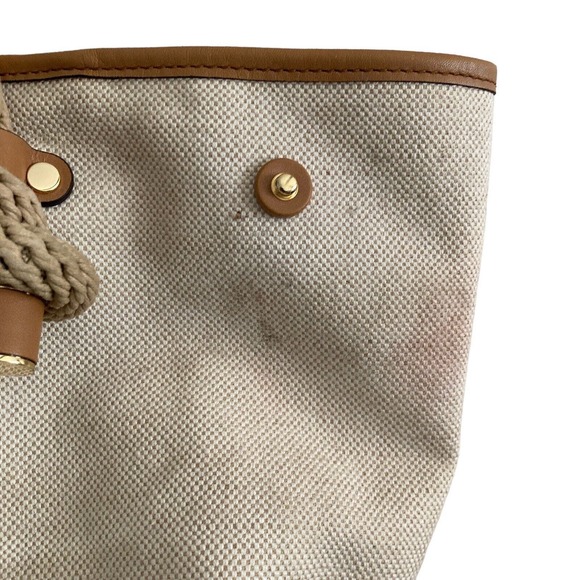 Michael Kors Maritime Beach Tote Canvas Beige X Large Rope Handles - Picture 10 of 15